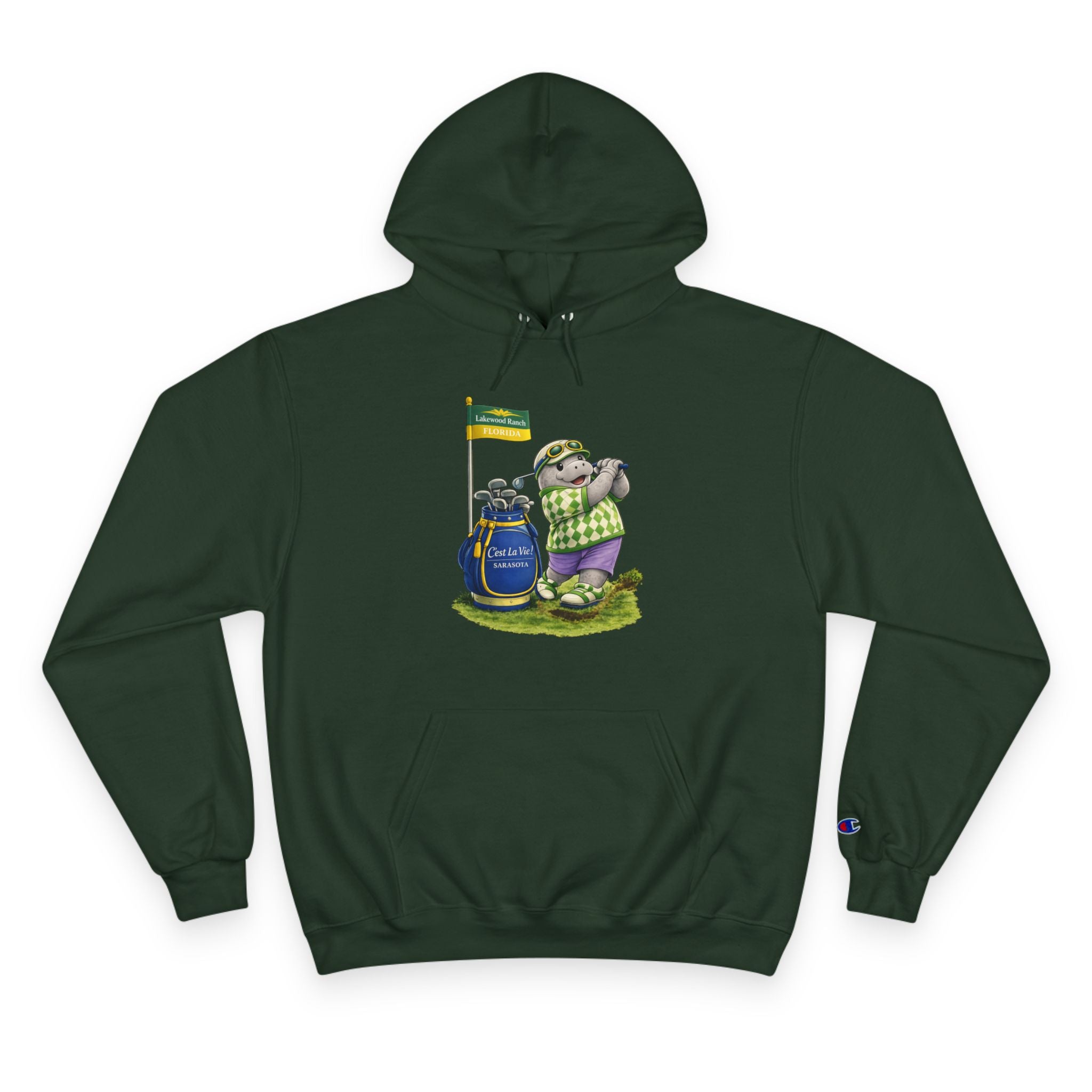 Champion Unisex Hoodie –  Manatee Golf "C'est La Vie" Back Print
