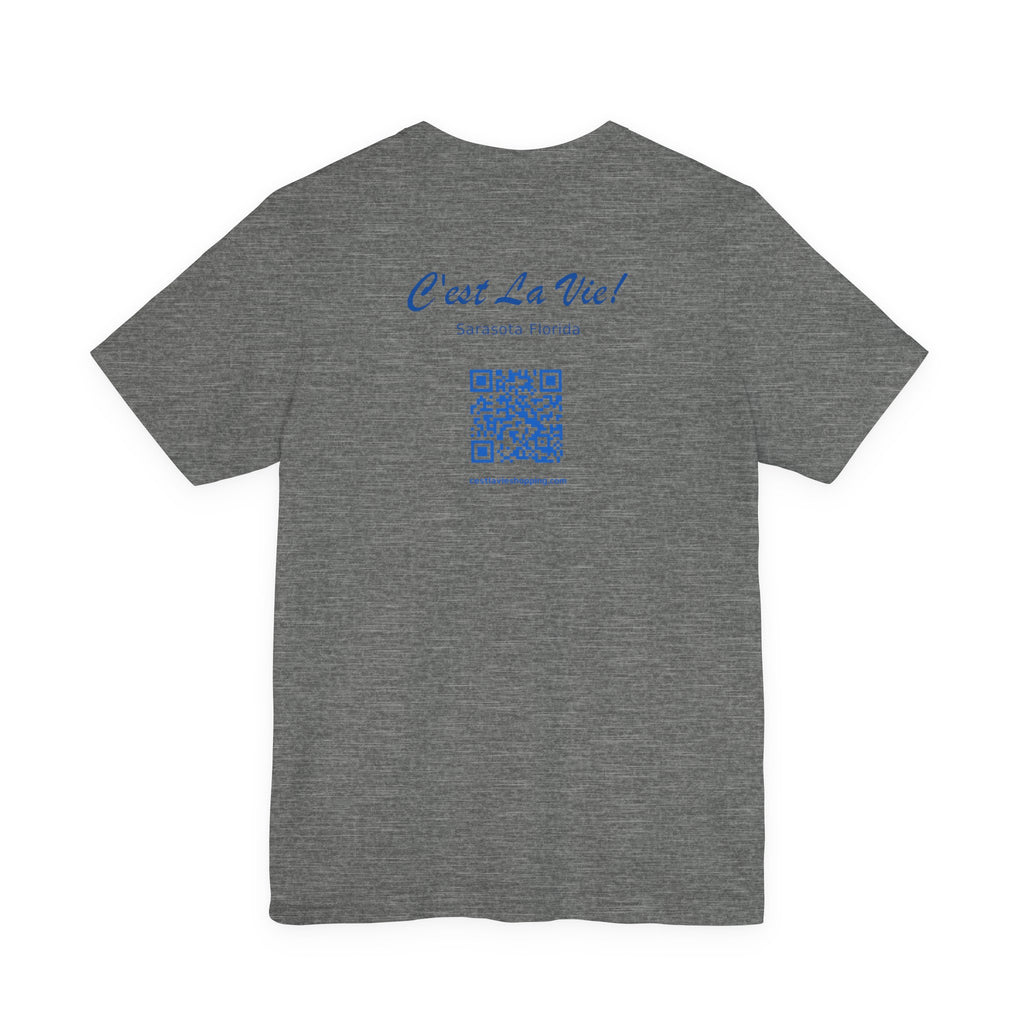 T-Shirt C'est La Vie — Owner Edition  Sunset Pelican with QR Code in the back