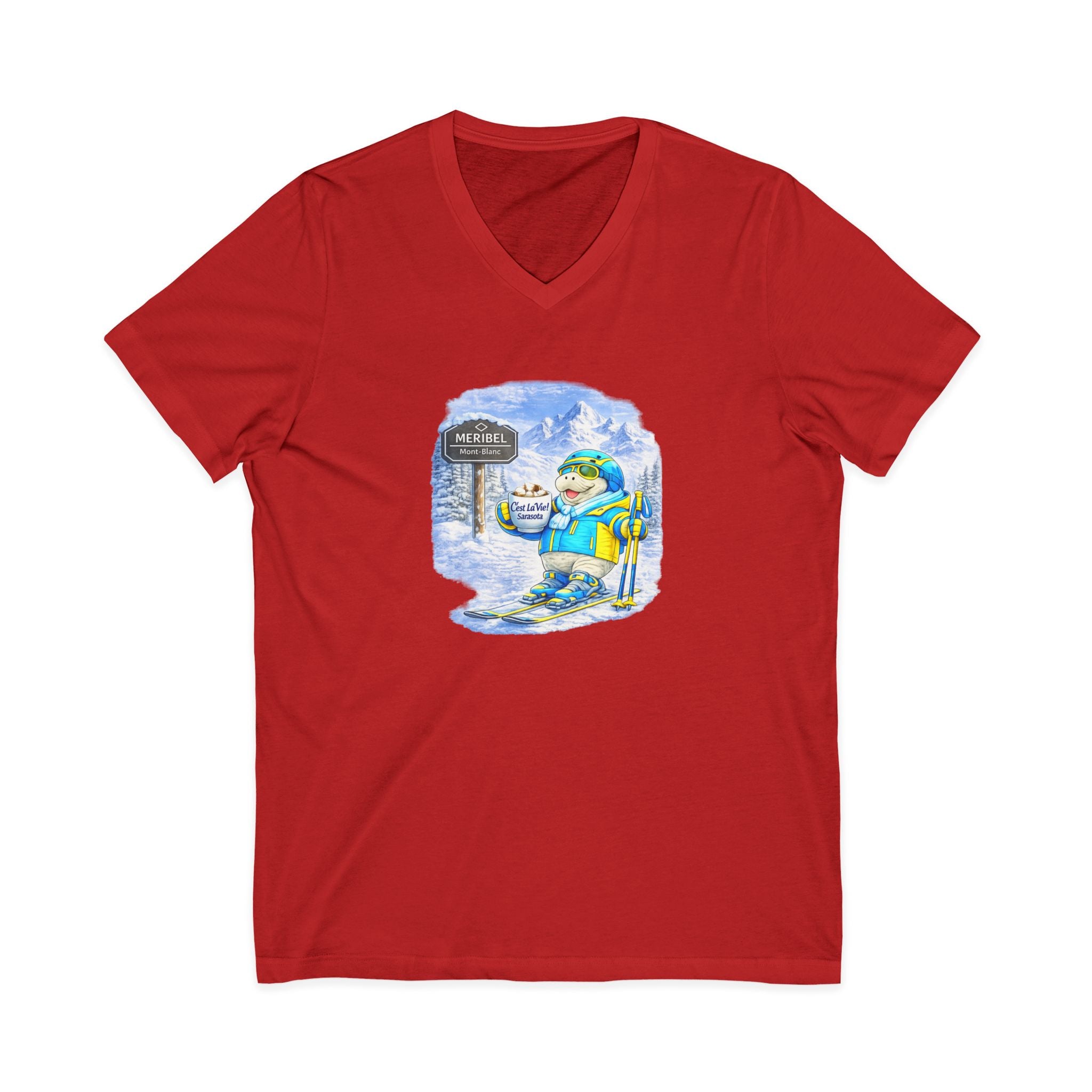 Unisex V-Neck T-Shirt C'est La Vie — Manatee Ski