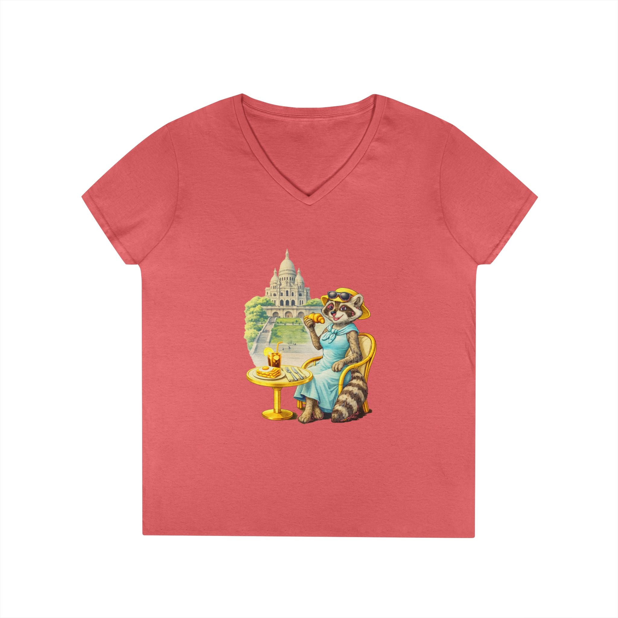 Women V-Neck T-Shirt — Racoon Paris with C’est La Vie