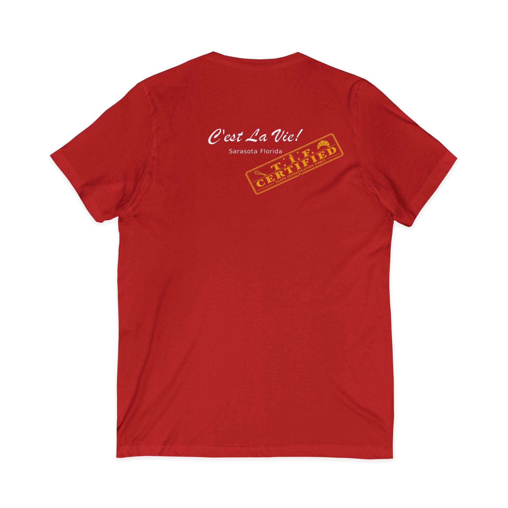 Unisex V-Neck T-Shirt C'est La Vie — TIF Yellow Skeleton Certified Owner Aurelie