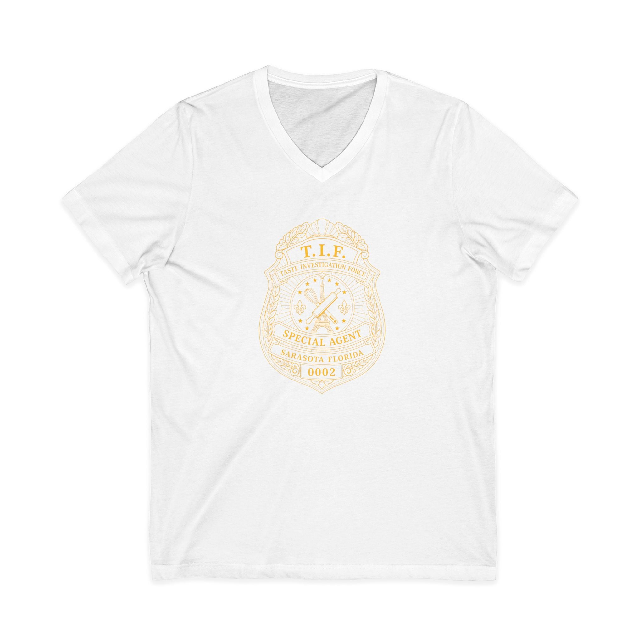 Unisex V-Neck T-Shirt C'est La Vie — TIF Yellow Skeleton Certified Owner Aurelie