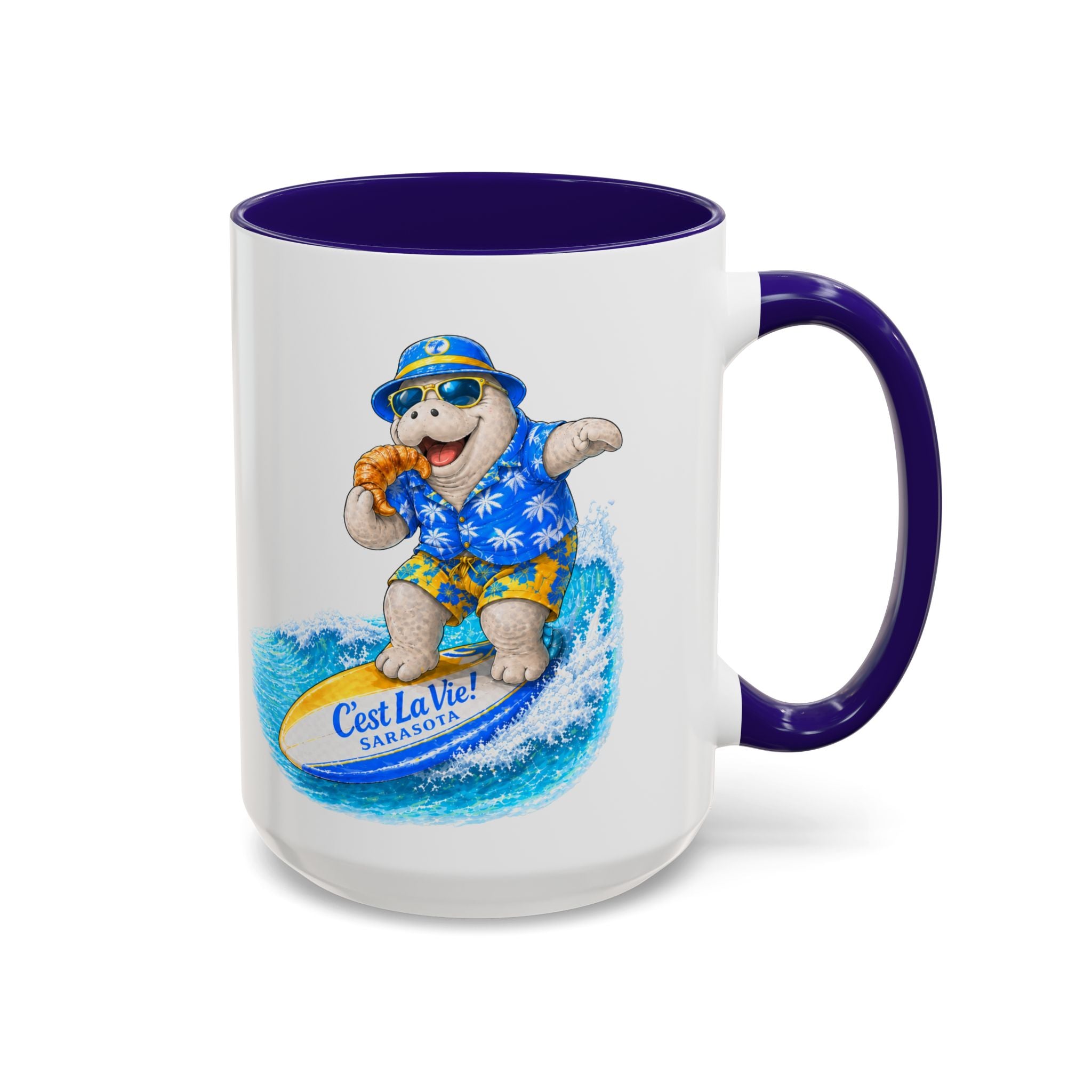 C'est La Vie! Café Mug — Manatee Surfer (11oz/15oz)