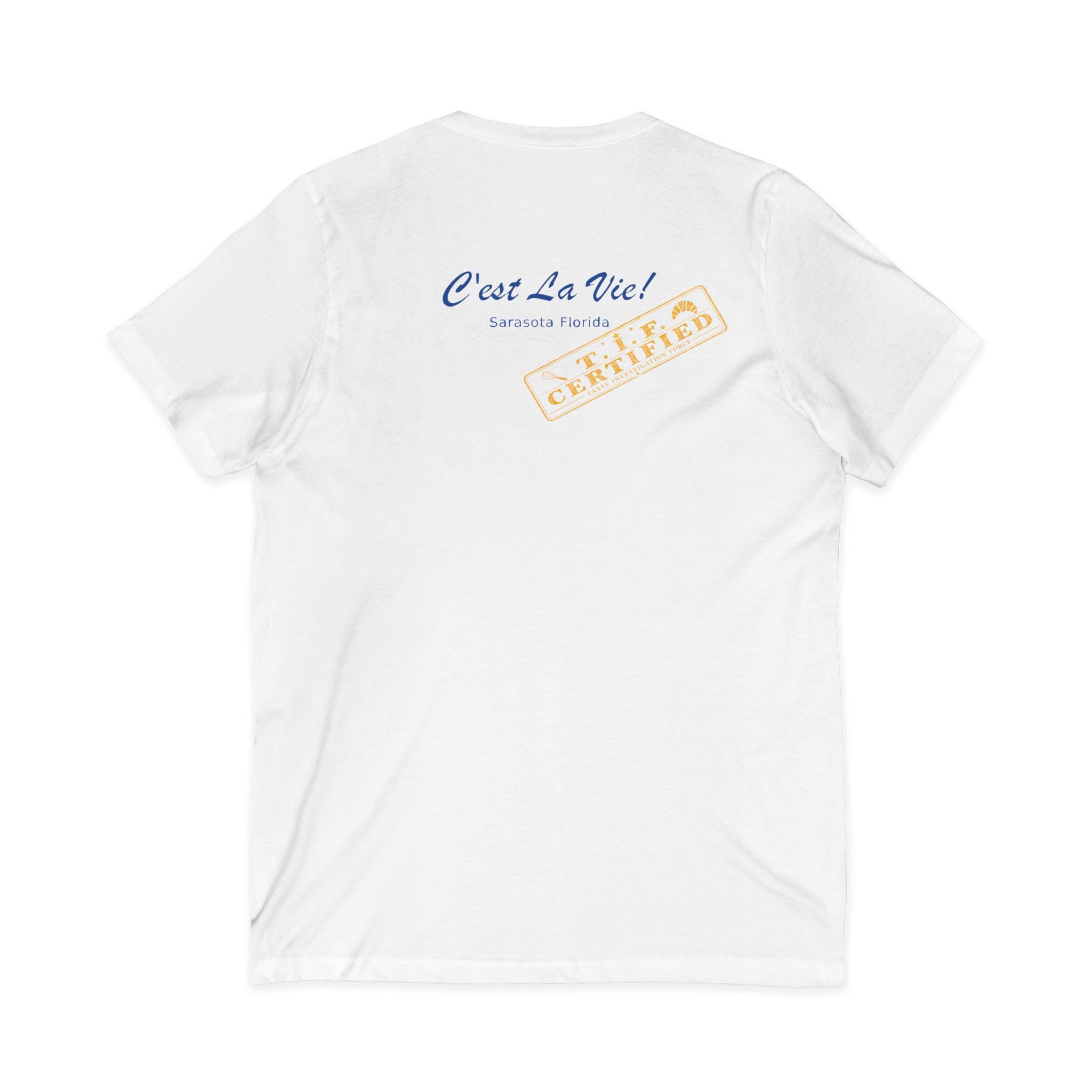 Unisex V-Neck T-Shirt C'est La Vie — TIF Yellow Skeleton Certified Owner Aurelie