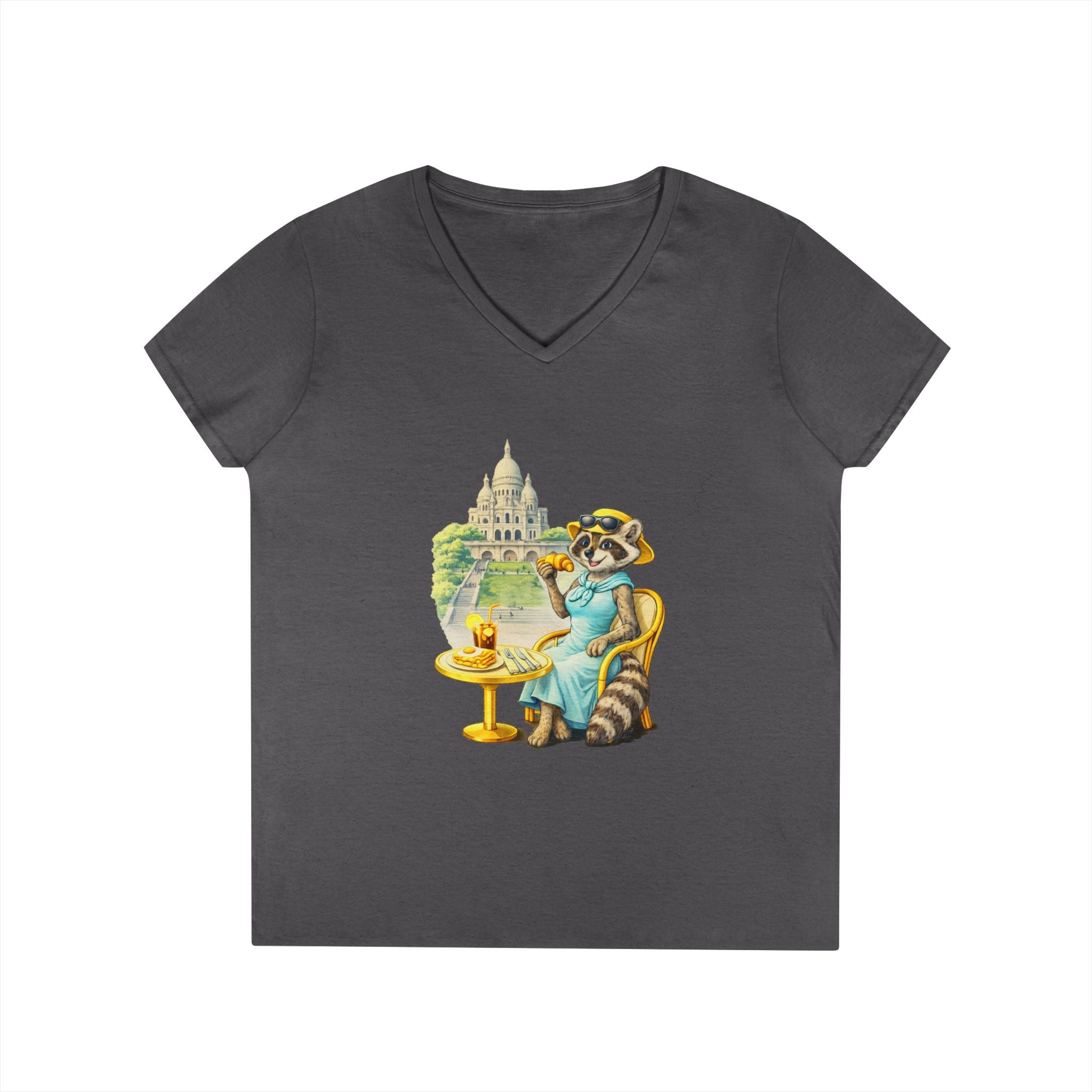 Women V-Neck T-Shirt — Racoon Paris with C’est La Vie