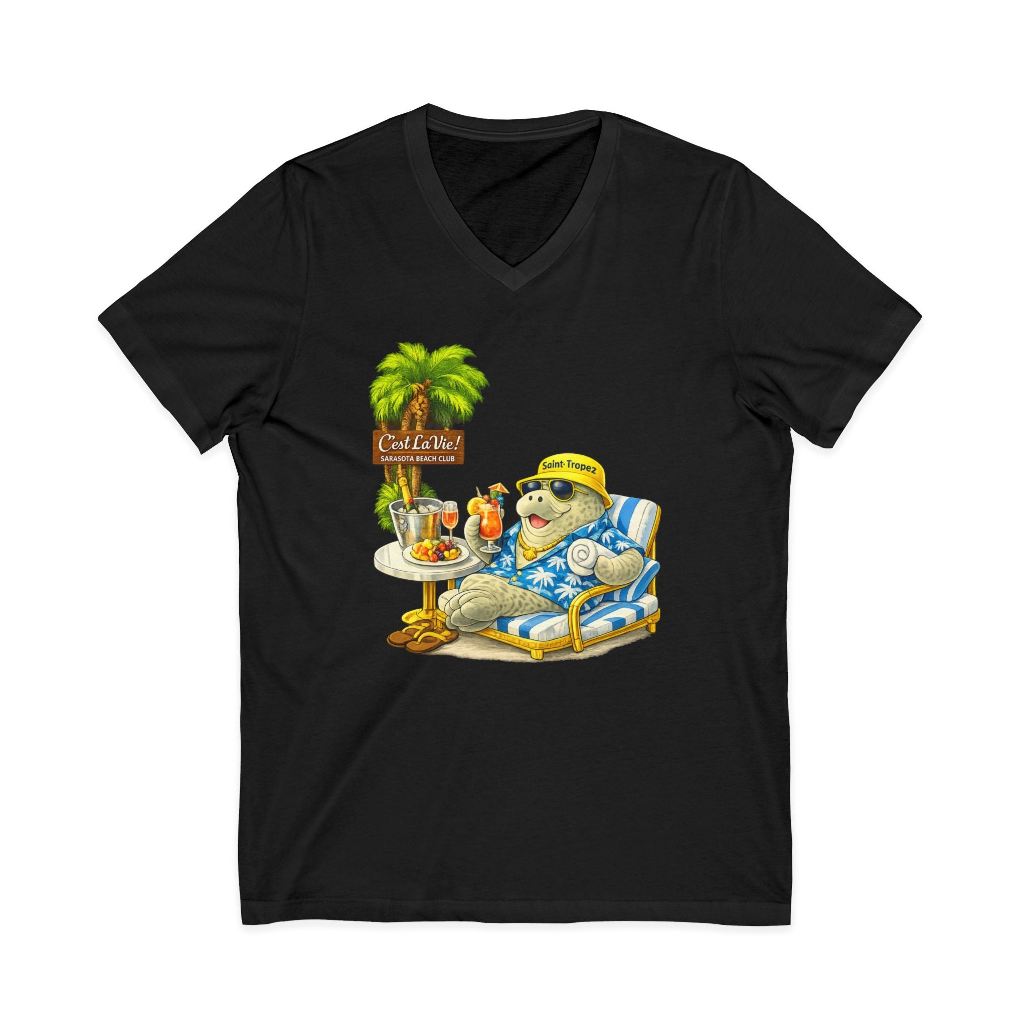 Unisex V-Neck T-Shirt C'est La Vie — Manatee Saint-Tropez