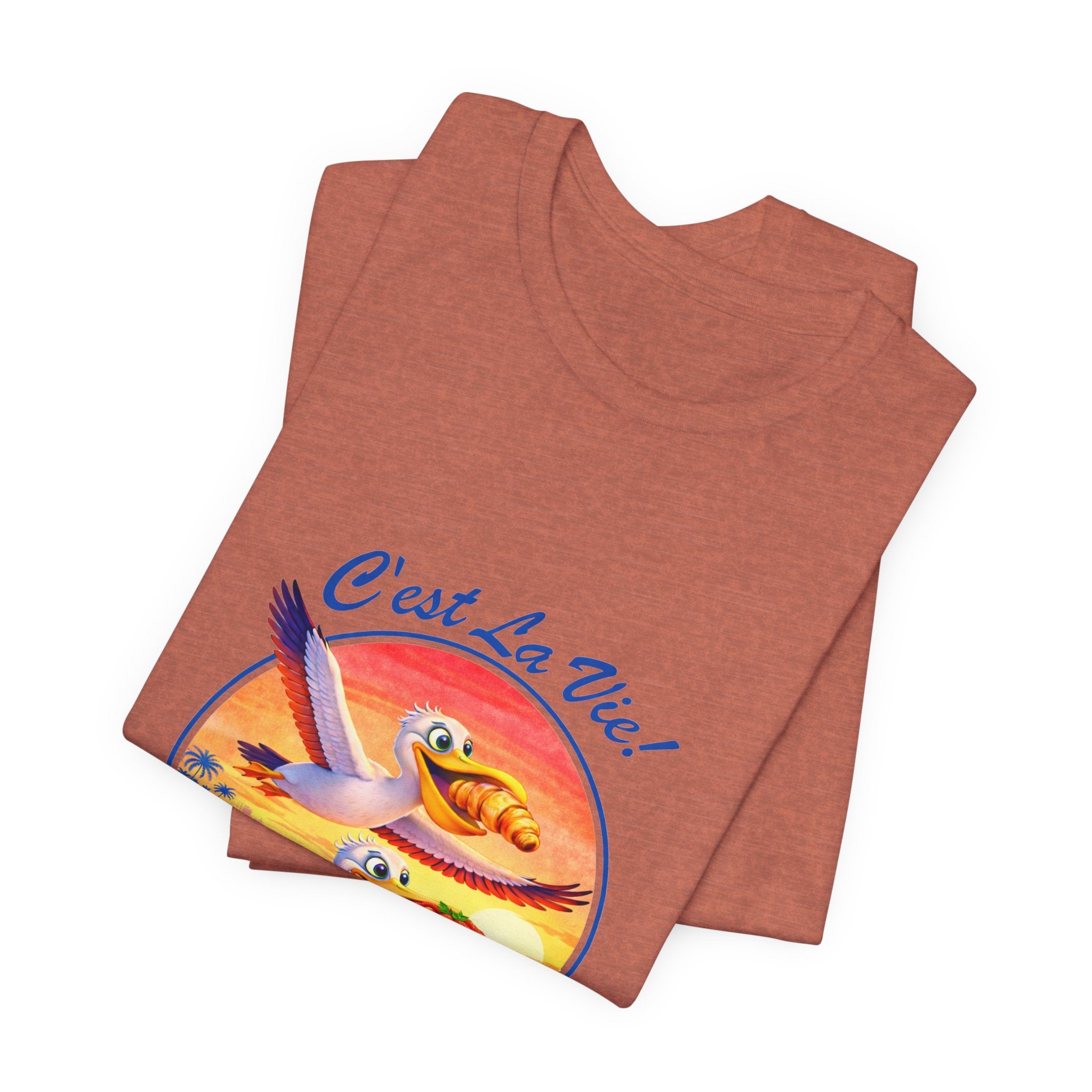 T-Shirt C'est La Vie — Owner Edition  Sunset Pelican with QR Code in the back