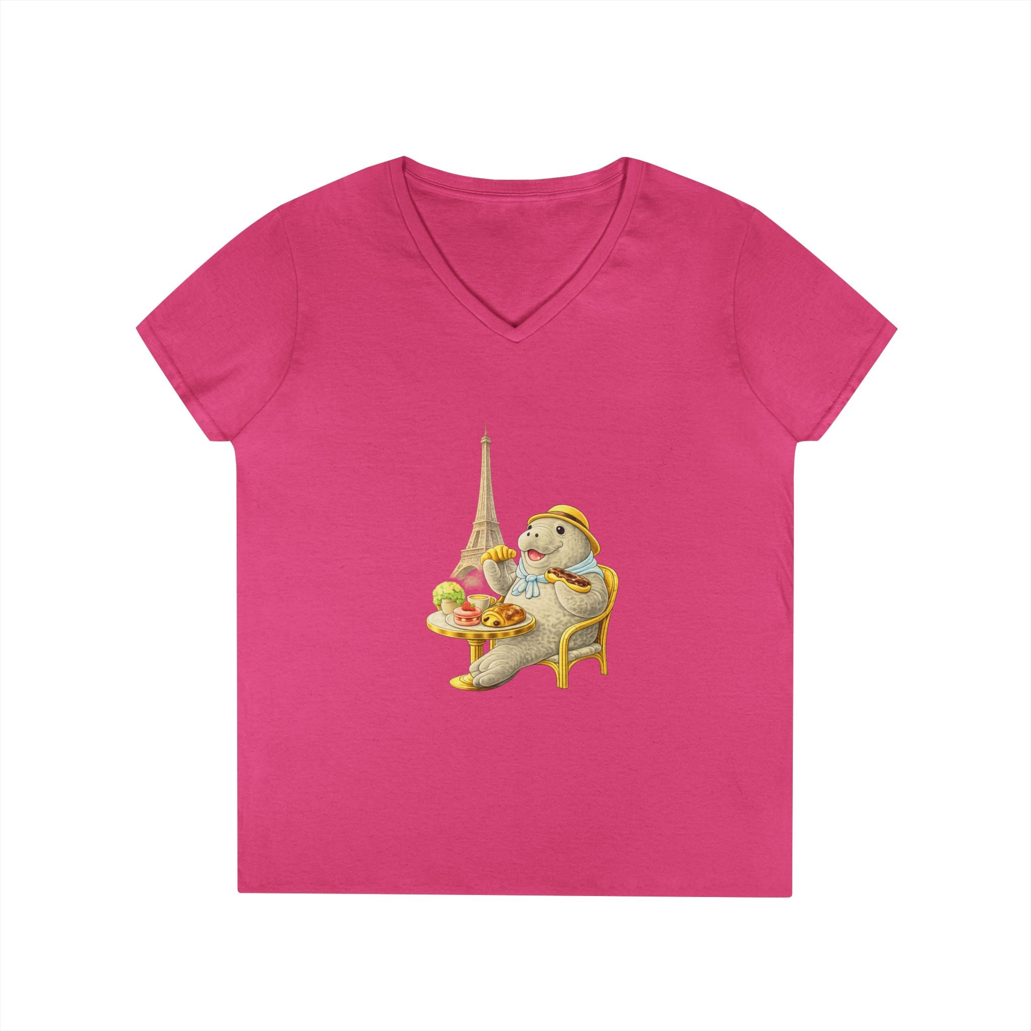 Women V-Neck T-Shirt — Manatee Paris with C’est La Vie