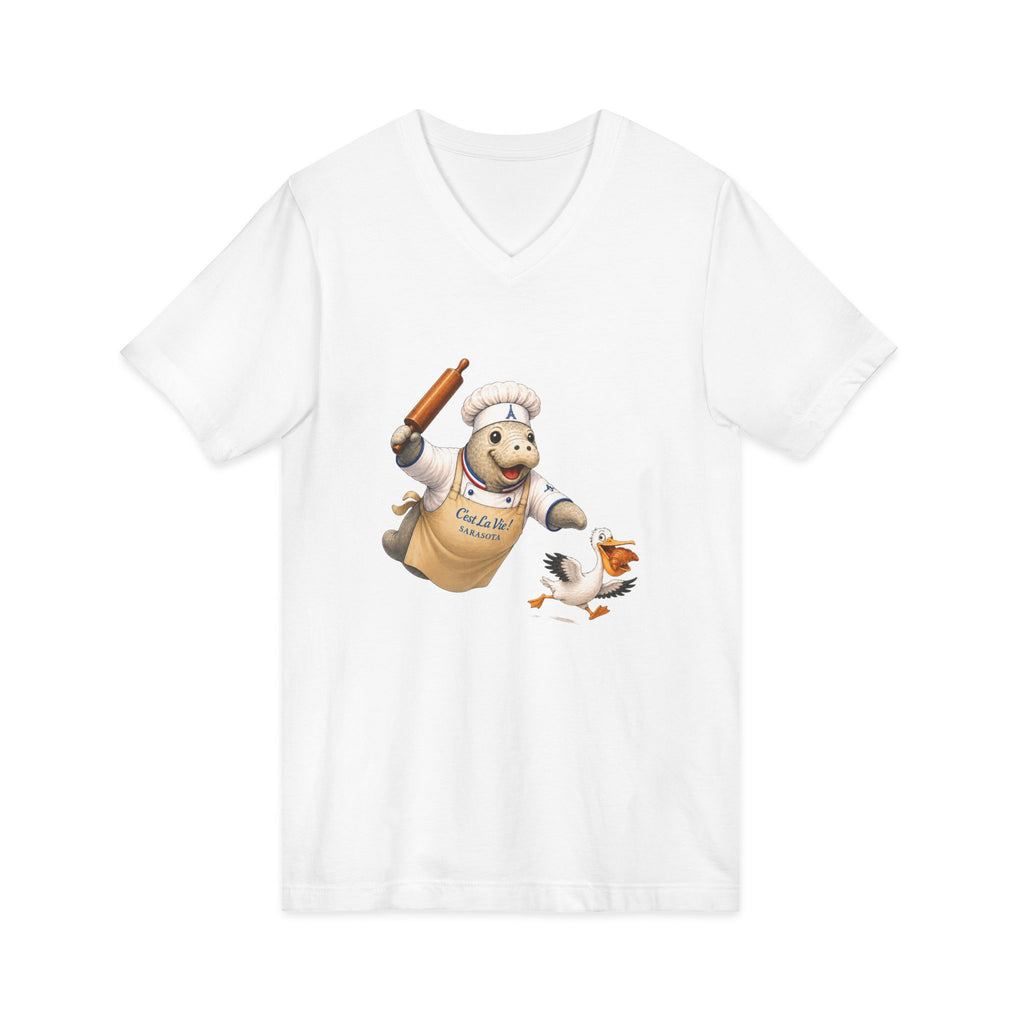 Unisex V-Neck T-Shirt C'est La Vie — Manatee Patissier