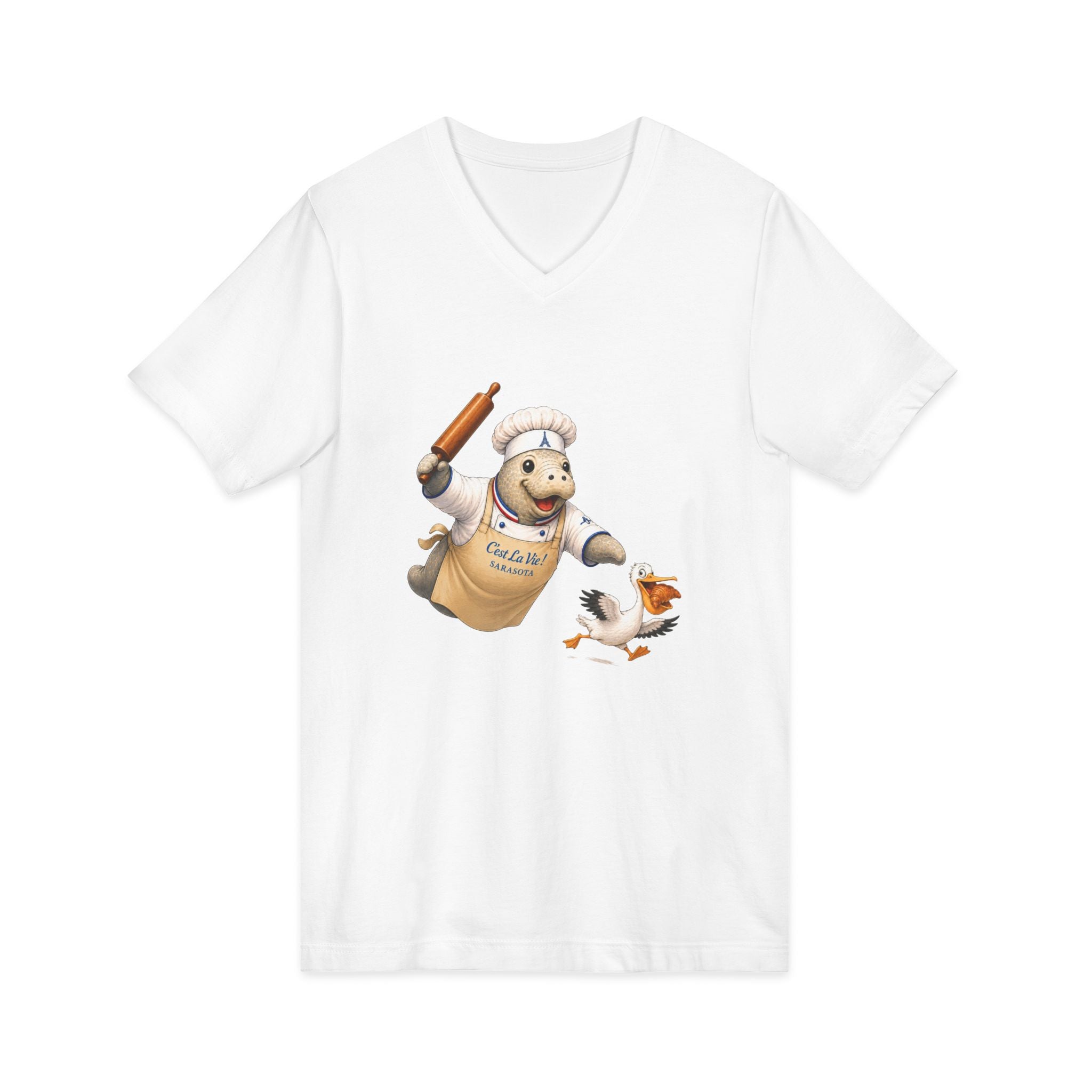 Unisex V-Neck T-Shirt C'est La Vie — Manatee Patissier