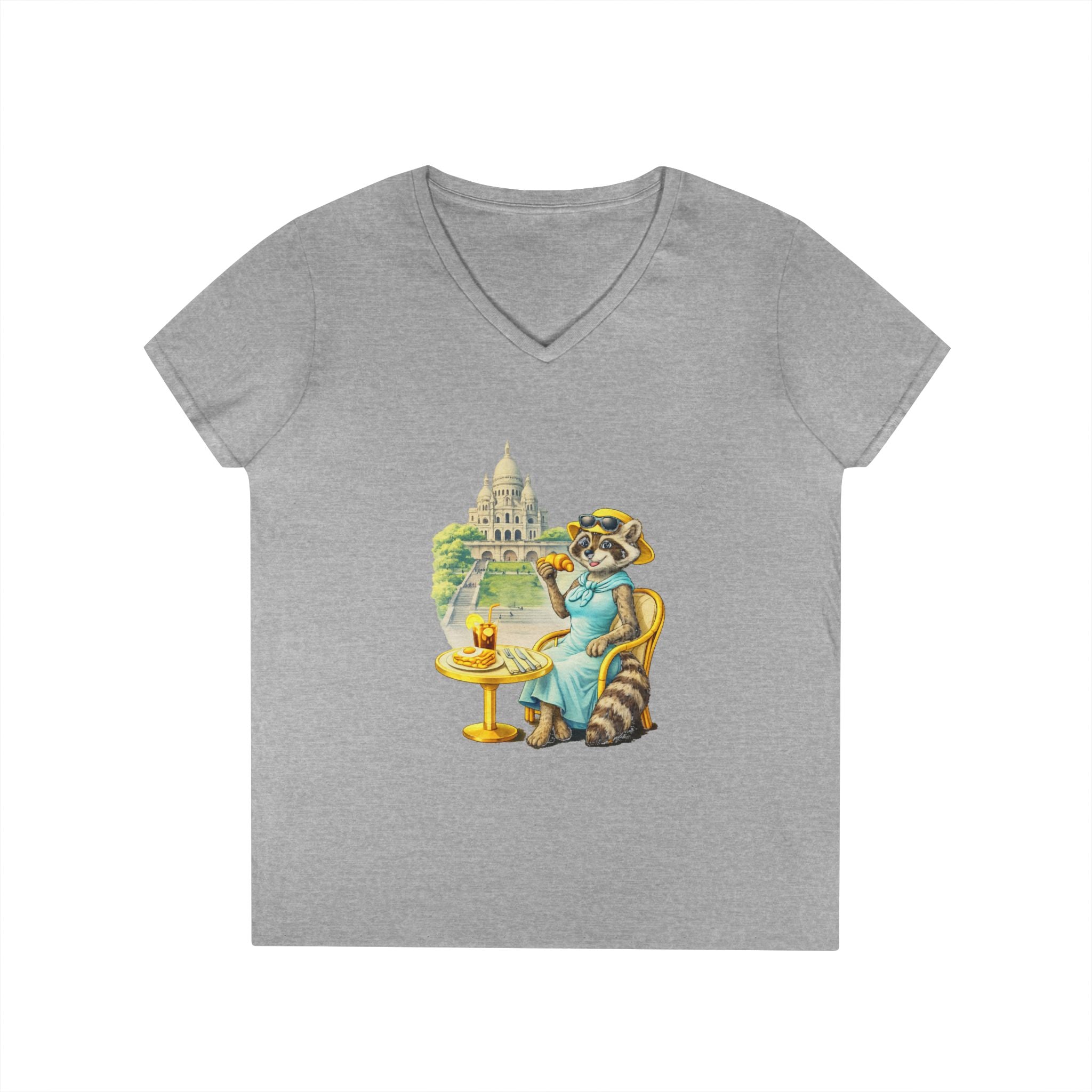 Women V-Neck T-Shirt — Racoon Paris with C’est La Vie