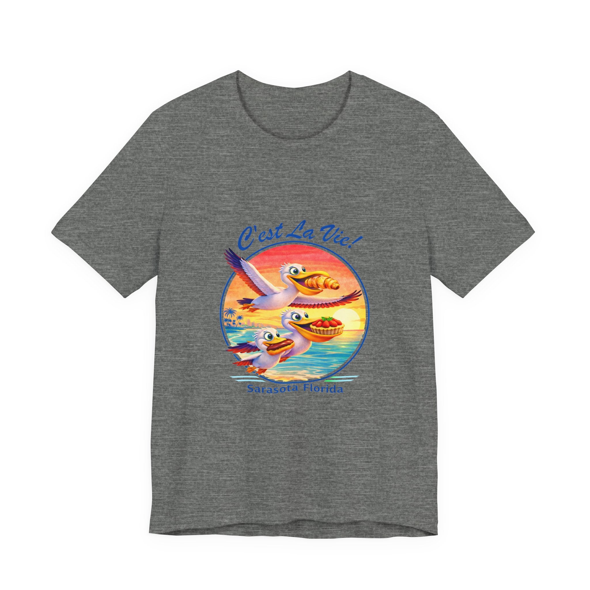 T-Shirt C'est La Vie — Owner Edition  Sunset Pelican with QR Code in the back