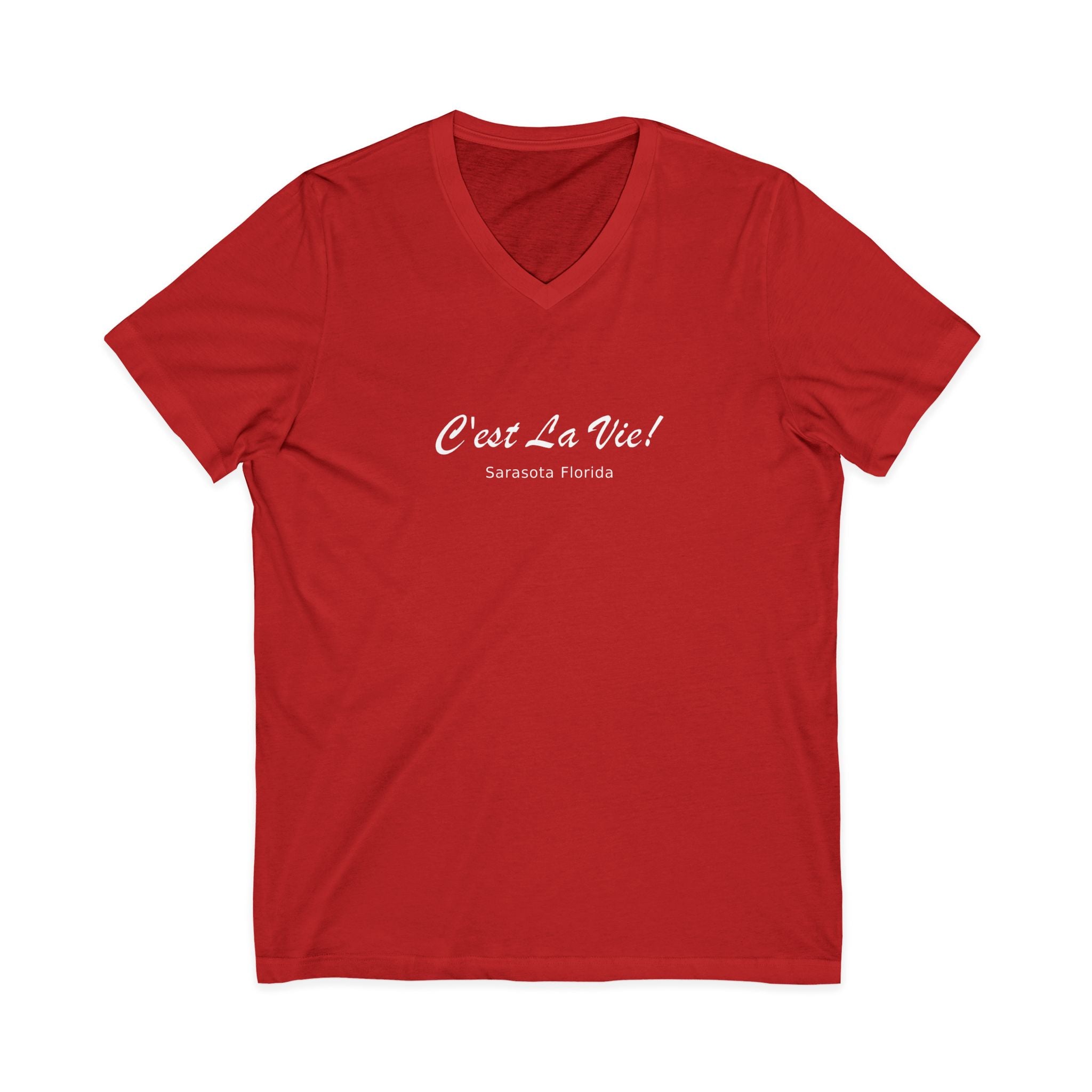 Unisex V-Neck T-Shirt Infront C'est La Vie — Back Manatee Paris