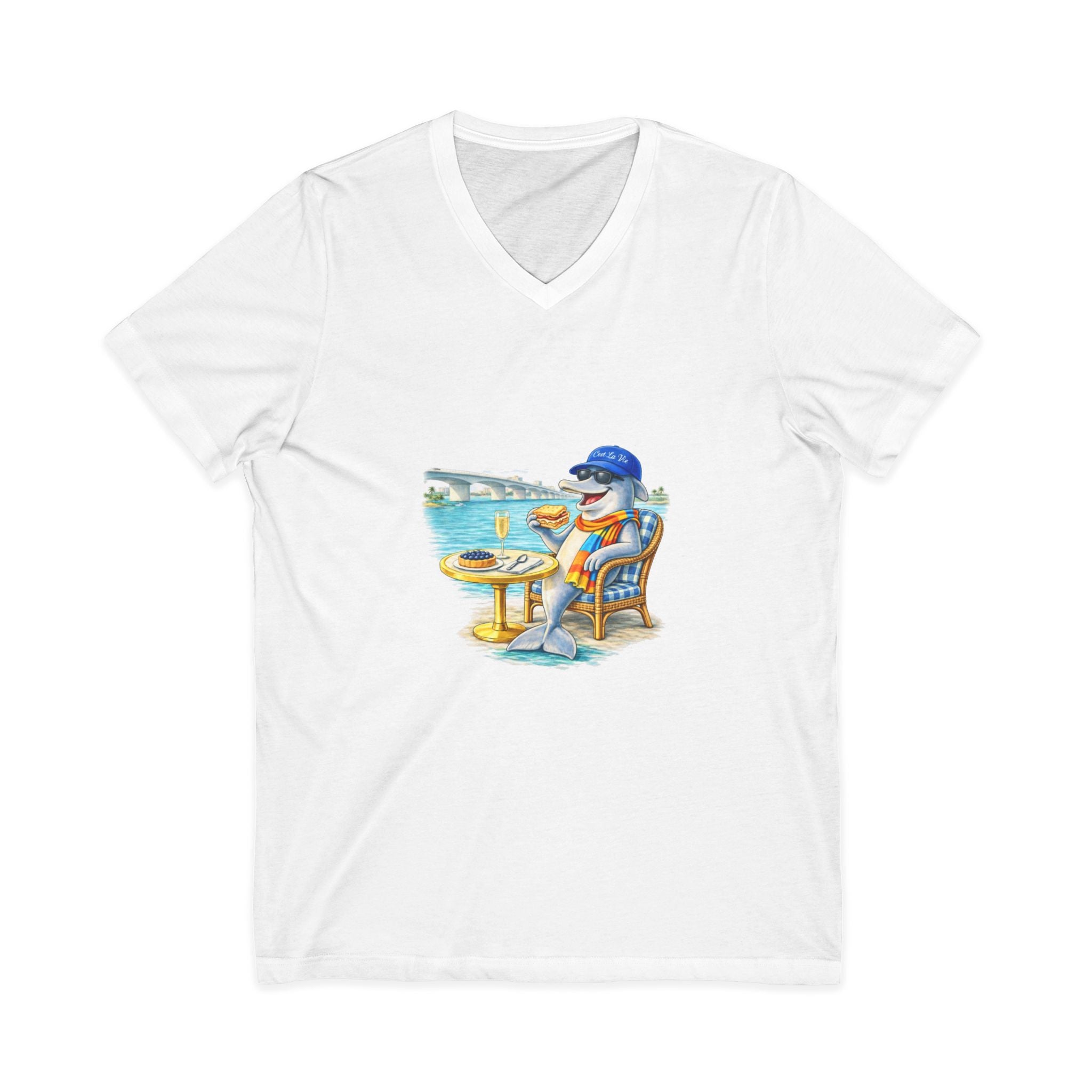 Unisex V-Neck T-Shirt C'est La Vie — Dolphin Sarasota