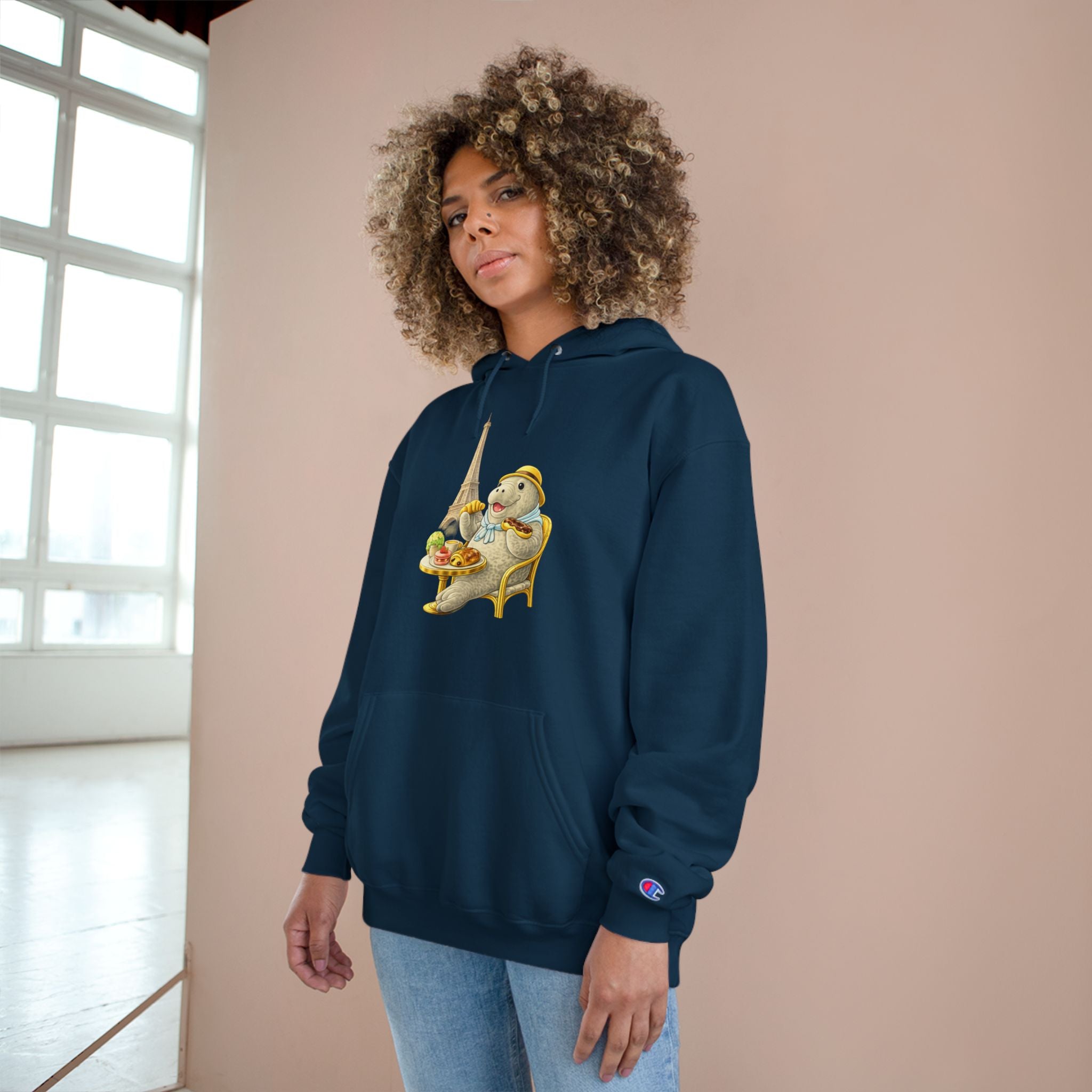 Champion Unisex Hoodie –  Manatee Paris "C'est La Vie" Back Print