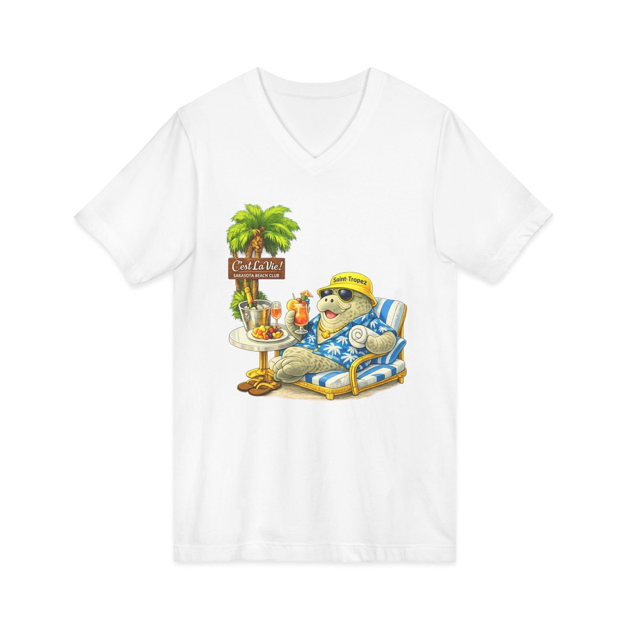 Unisex V-Neck T-Shirt C'est La Vie — Manatee Saint-Tropez