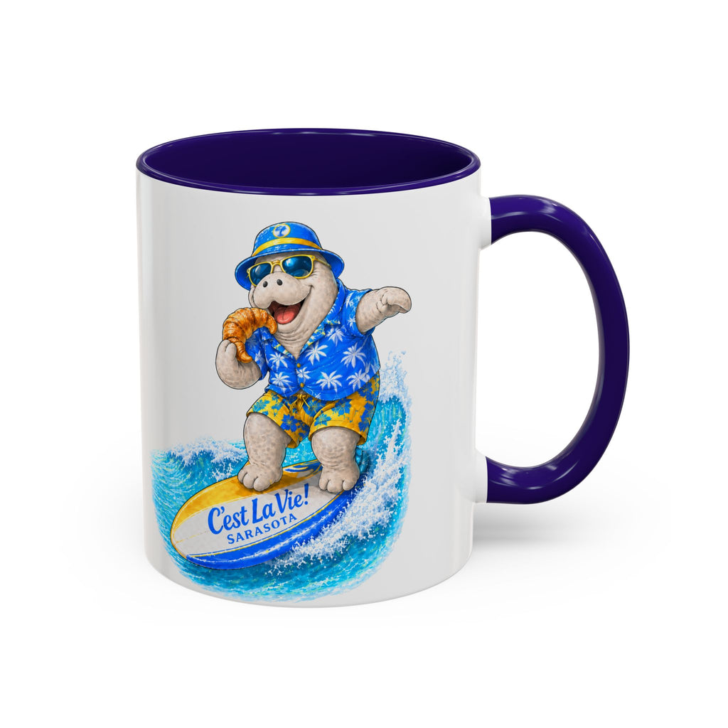 C'est La Vie! Café Mug — Manatee Surfer (11oz/15oz)