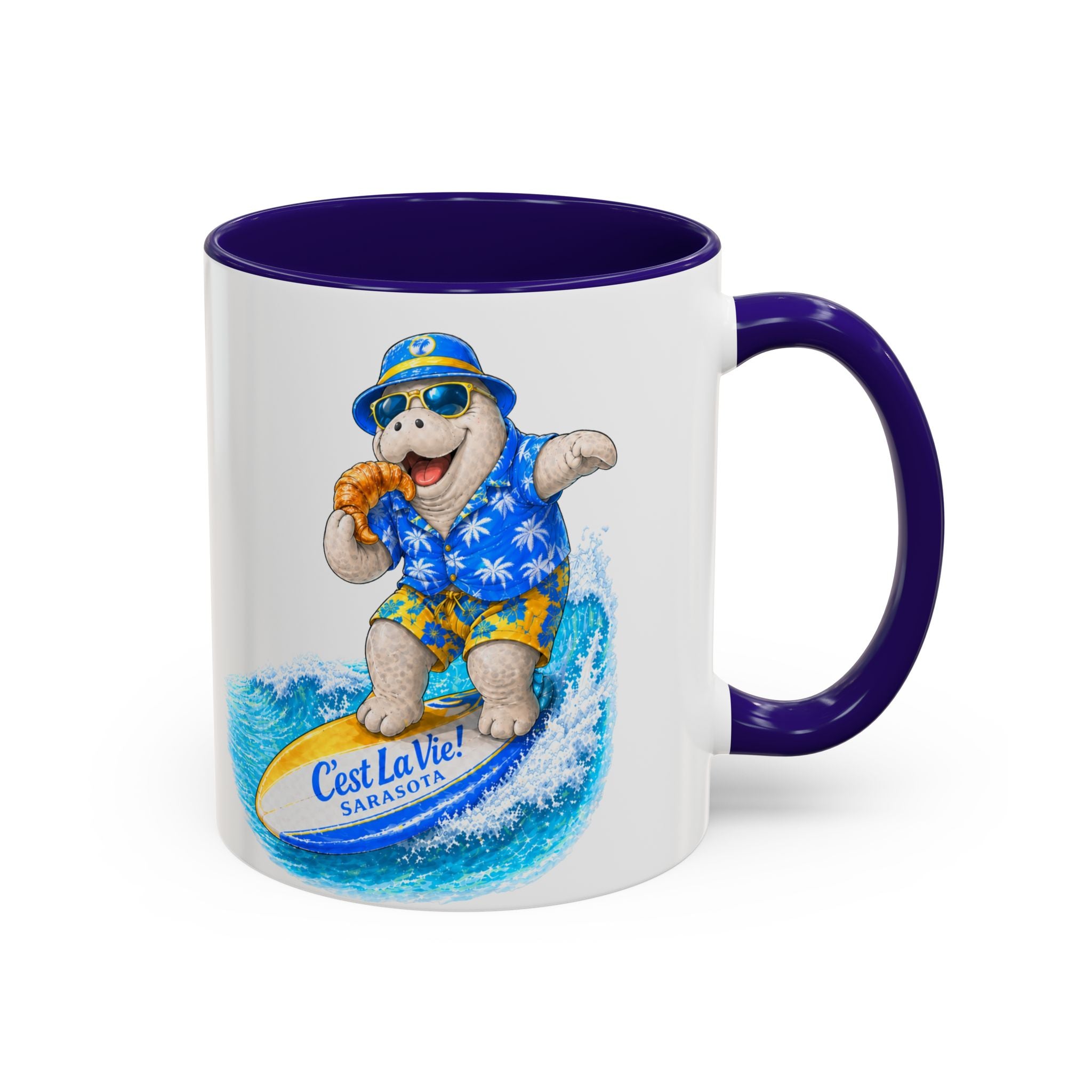 C'est La Vie! Café Mug — Manatee Surfer (11oz/15oz)