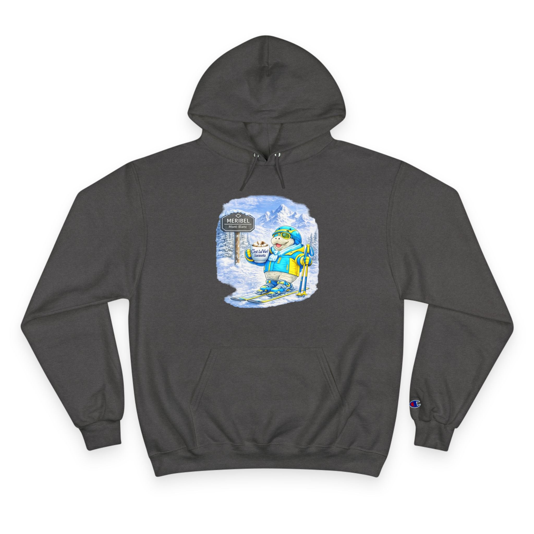 Champion Unisex Hoodie –  Manatee Ski Meribel "C'est La Vie" Back Print