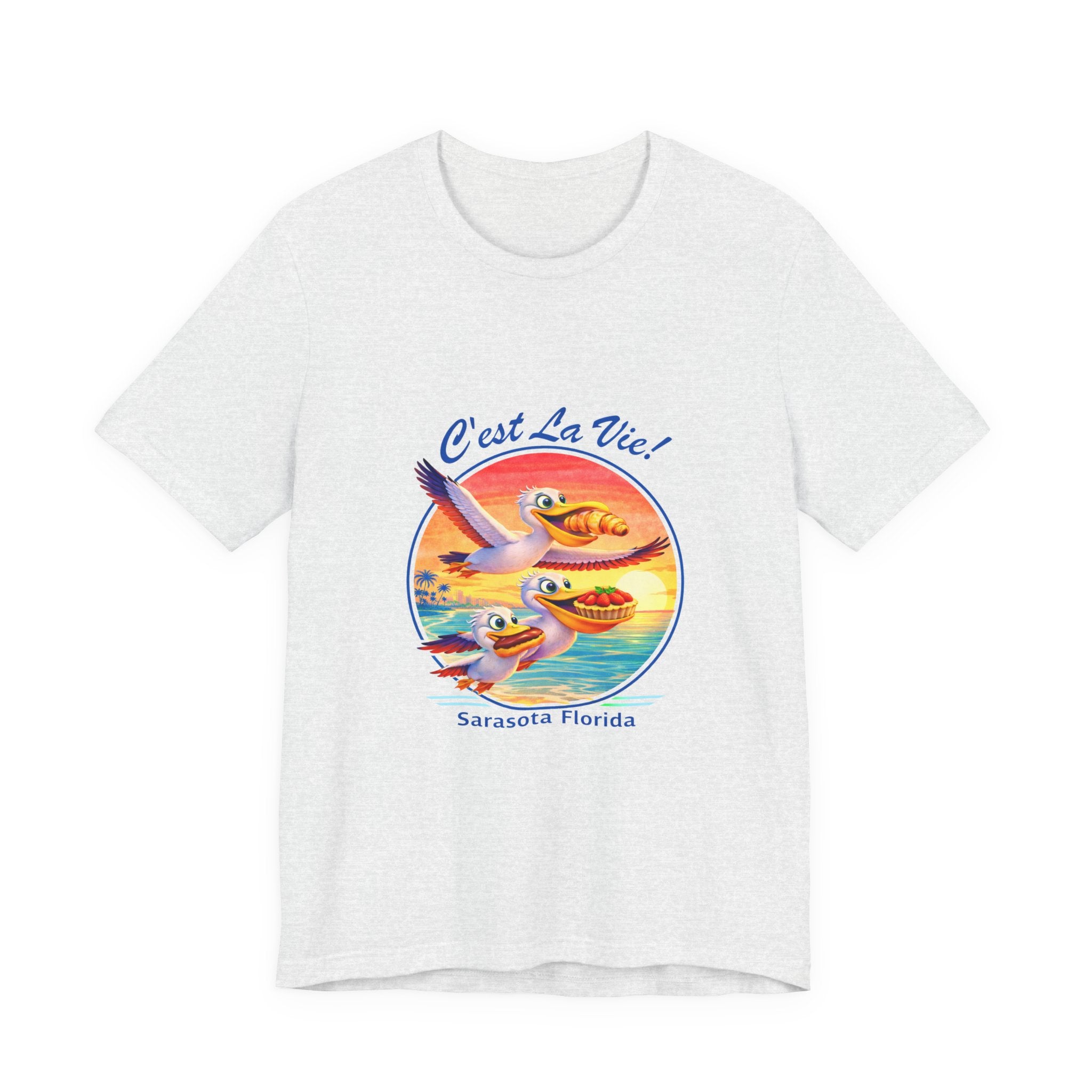 T-Shirt C'est La Vie — Owner Edition  Sunset Pelican with QR Code in the back