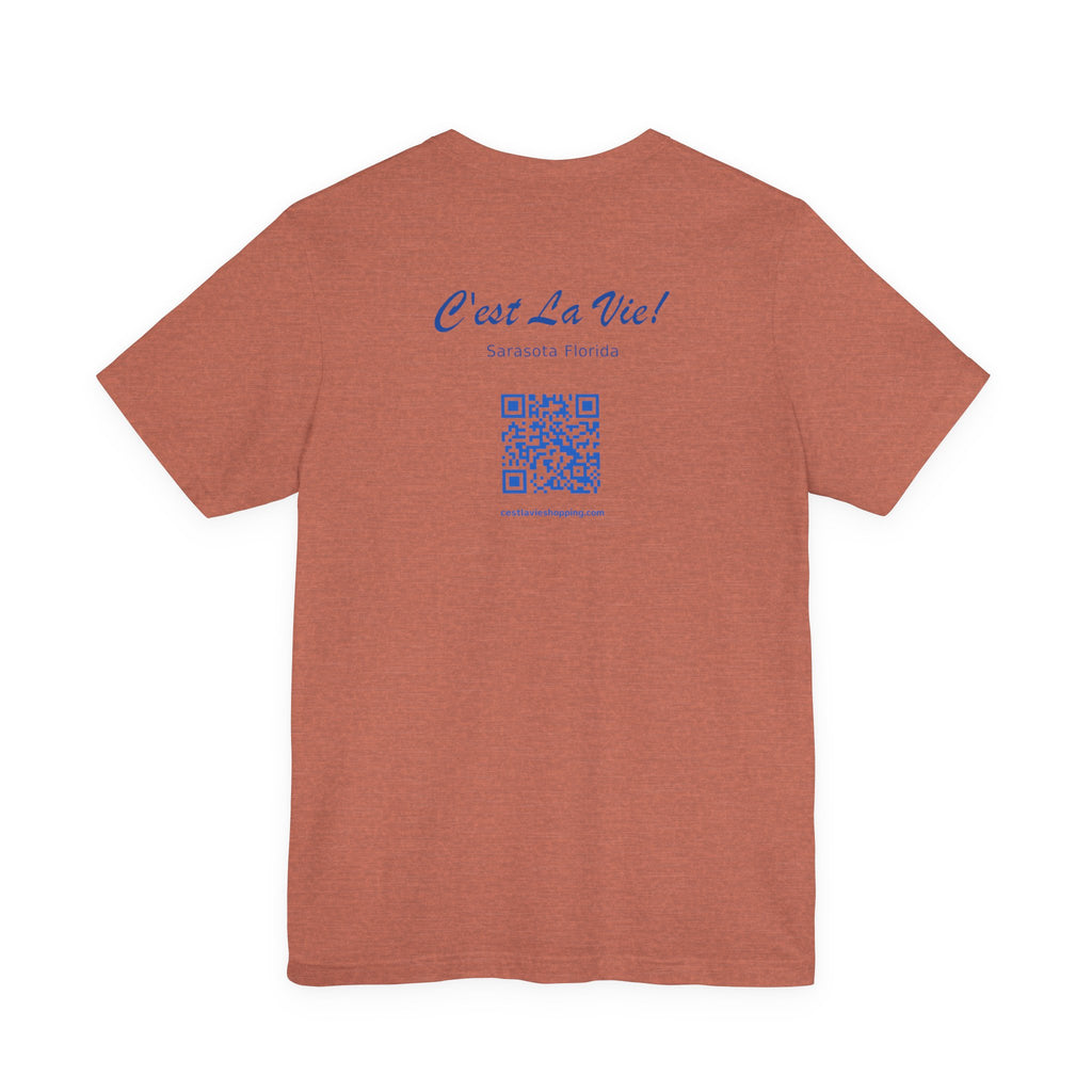 T-Shirt C'est La Vie — Owner Edition  Sunset Pelican with QR Code in the back