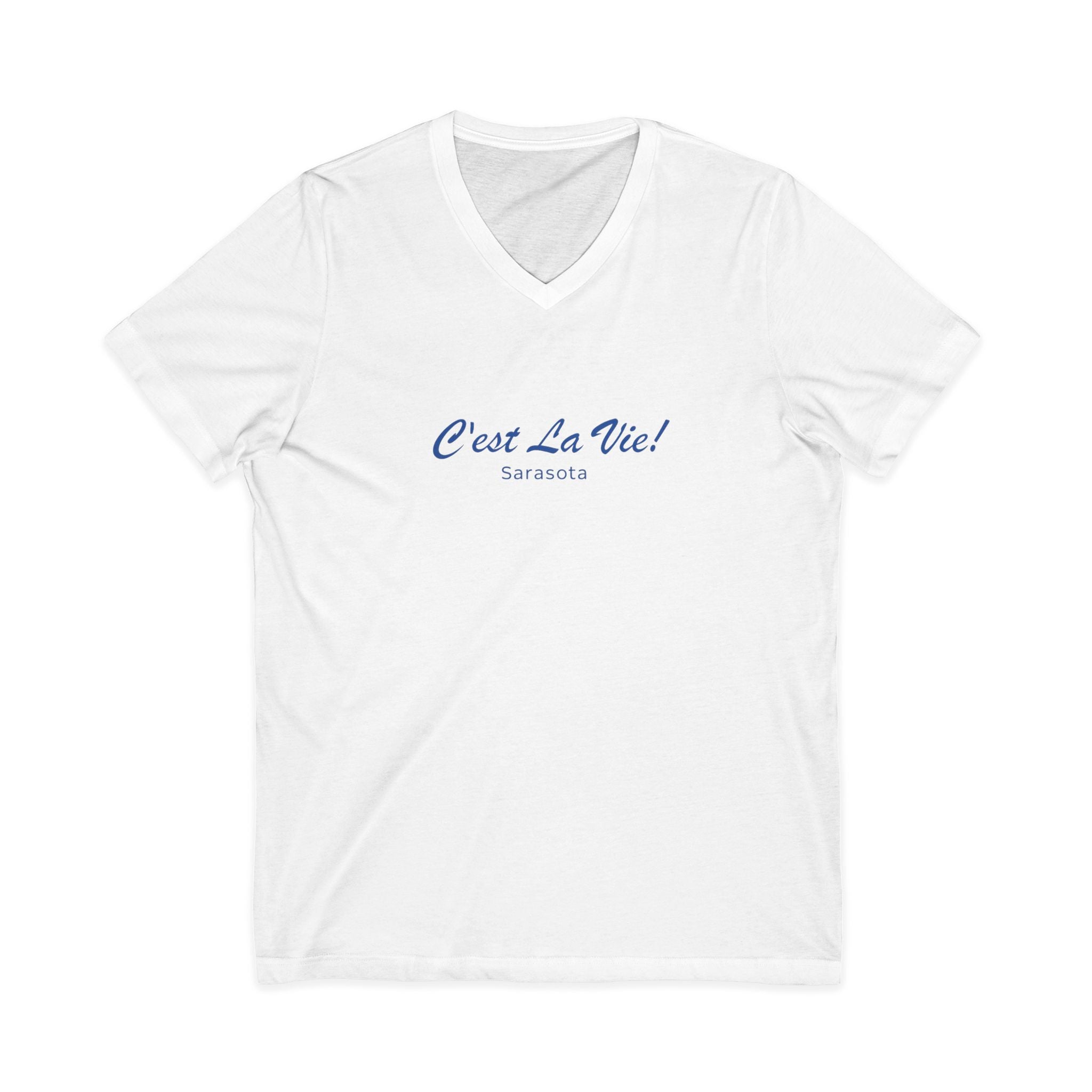 Unisex V-Neck T-Shirt Infront C'est La Vie — Back Manatee Paris