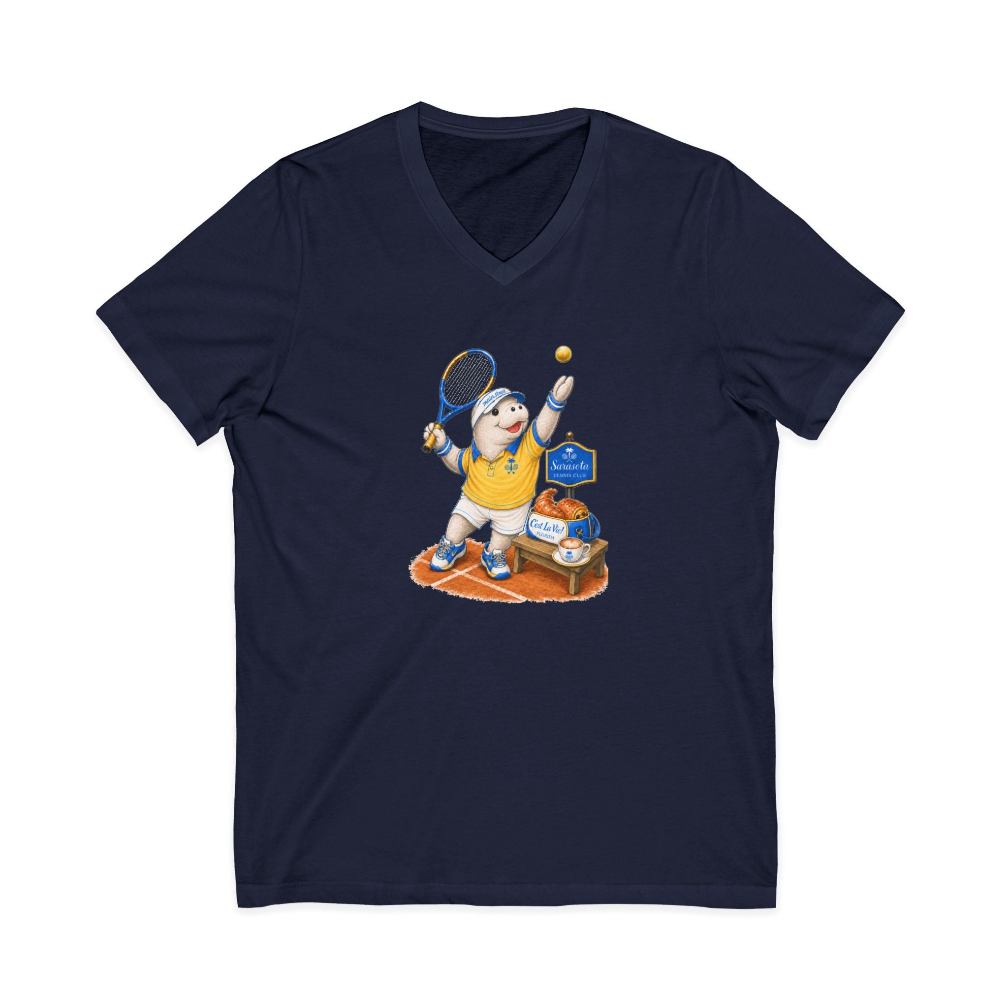 Unisex V-Neck T-Shirt C'est La Vie — Manatee Tennisman