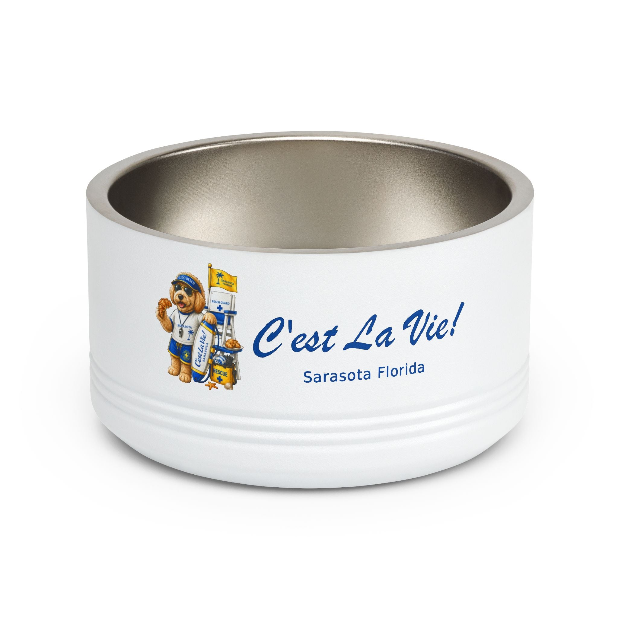 Pet Bowl C'est La Vie! Doodle Beach Guard - 18oz