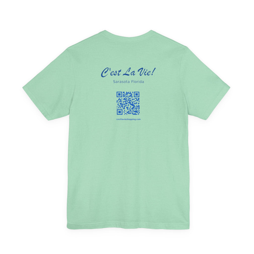 T-Shirt C'est La Vie — Owner Edition  Sunset Pelican with QR Code in the back