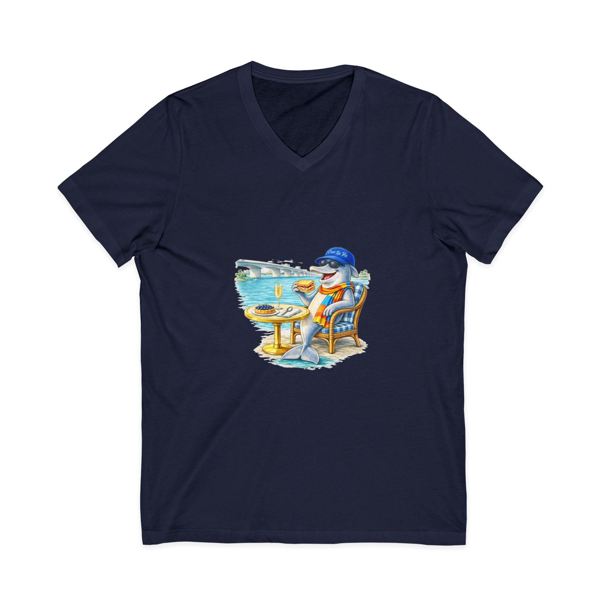 Unisex V-Neck T-Shirt C'est La Vie — Dolphin Sarasota