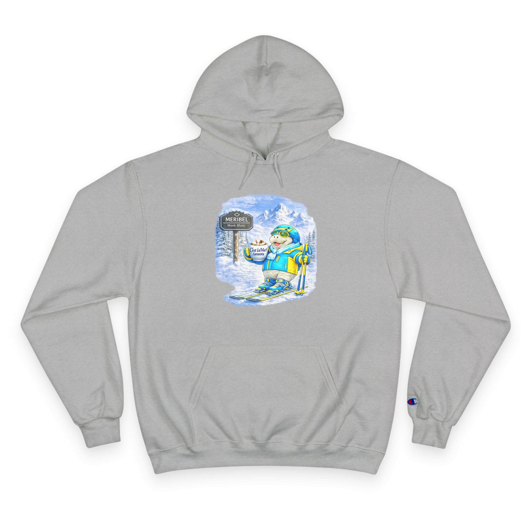 Champion Unisex Hoodie –  Manatee Ski Meribel "C'est La Vie" Back Print