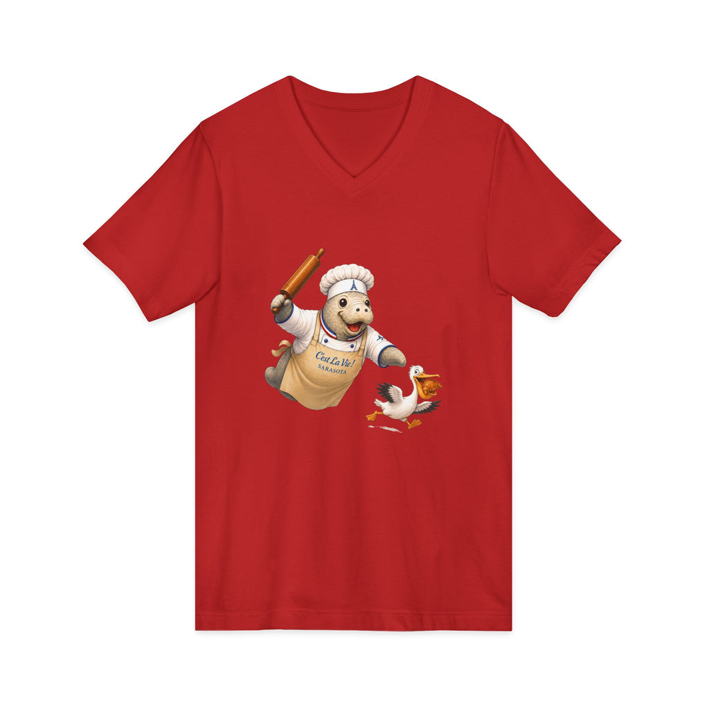 Unisex V-Neck T-Shirt C'est La Vie — Manatee Patissier