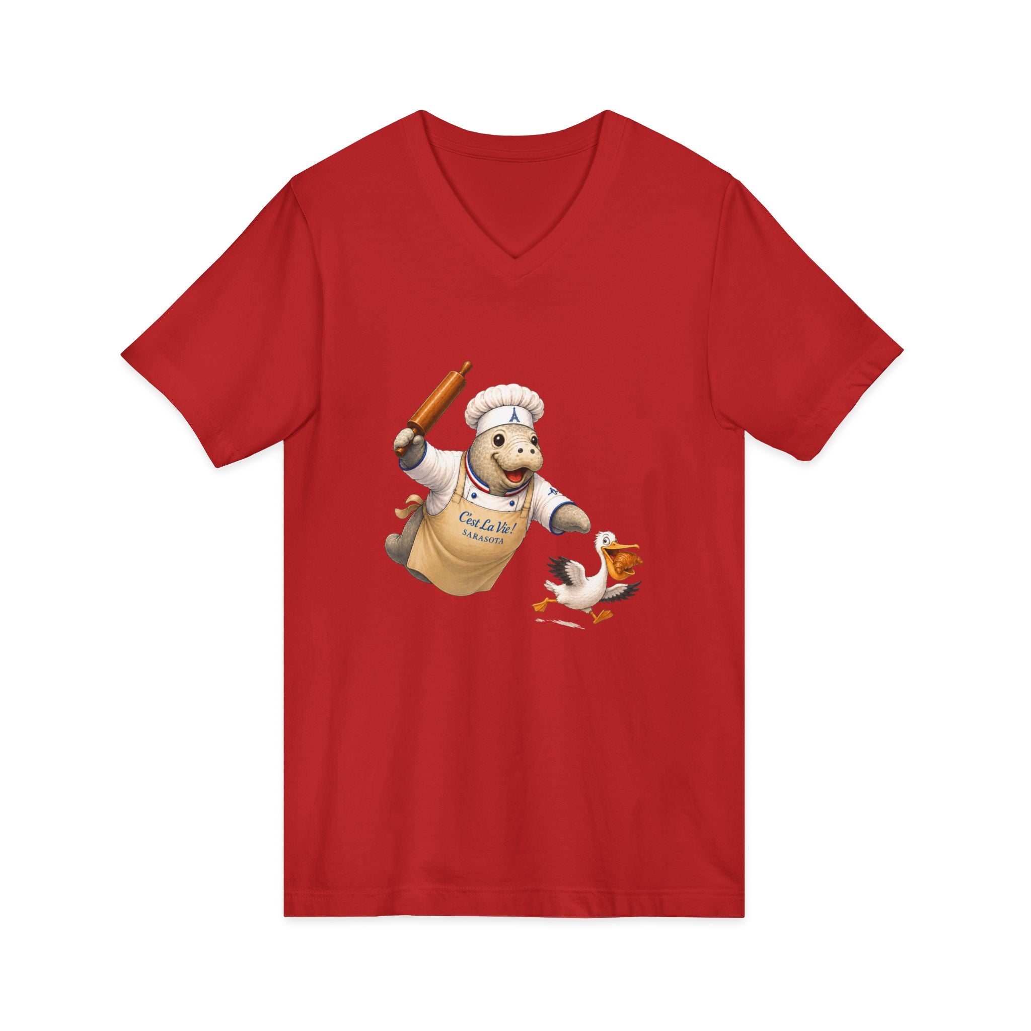 Unisex V-Neck T-Shirt C'est La Vie — Manatee Patissier