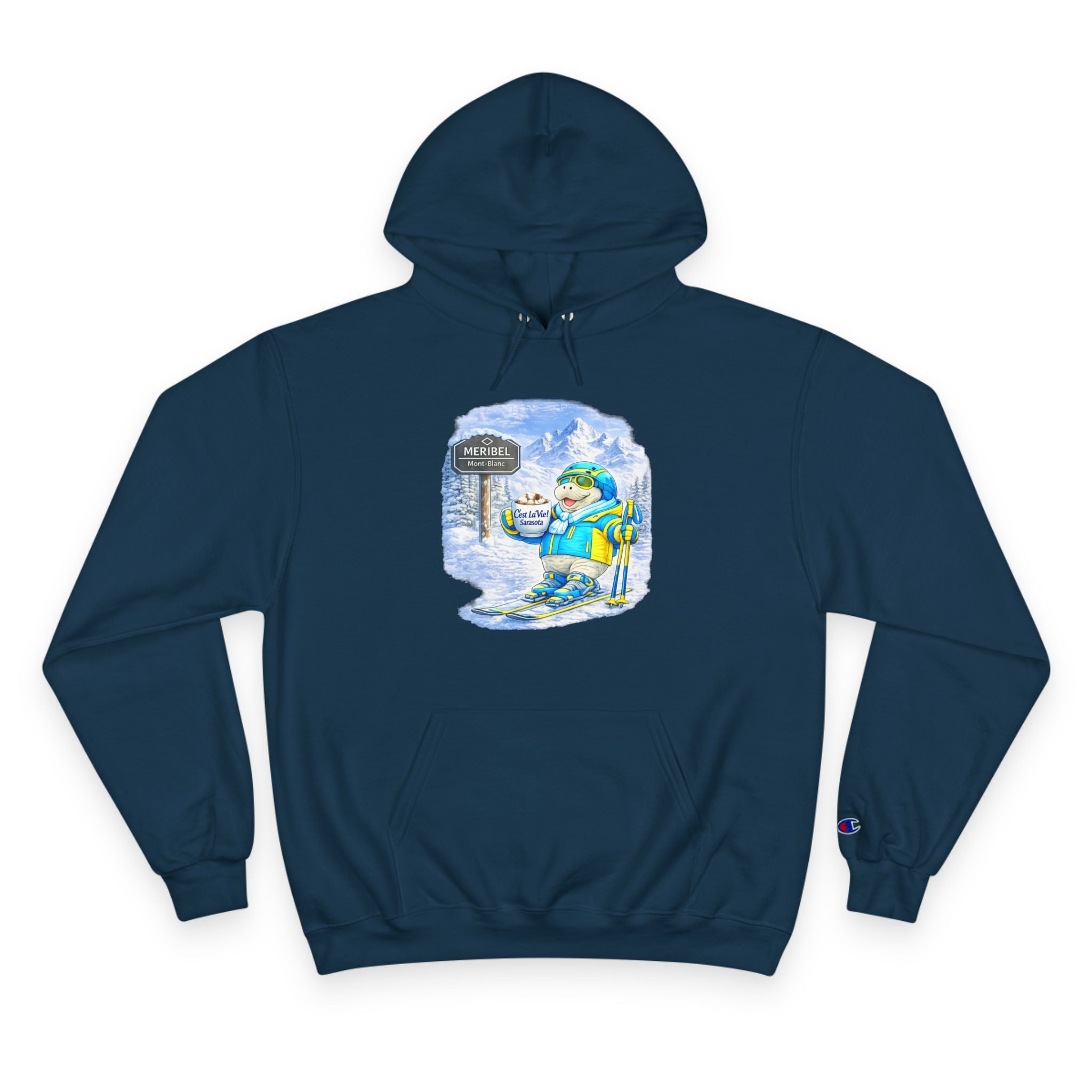 Champion Unisex Hoodie –  Manatee Ski Meribel "C'est La Vie" Back Print