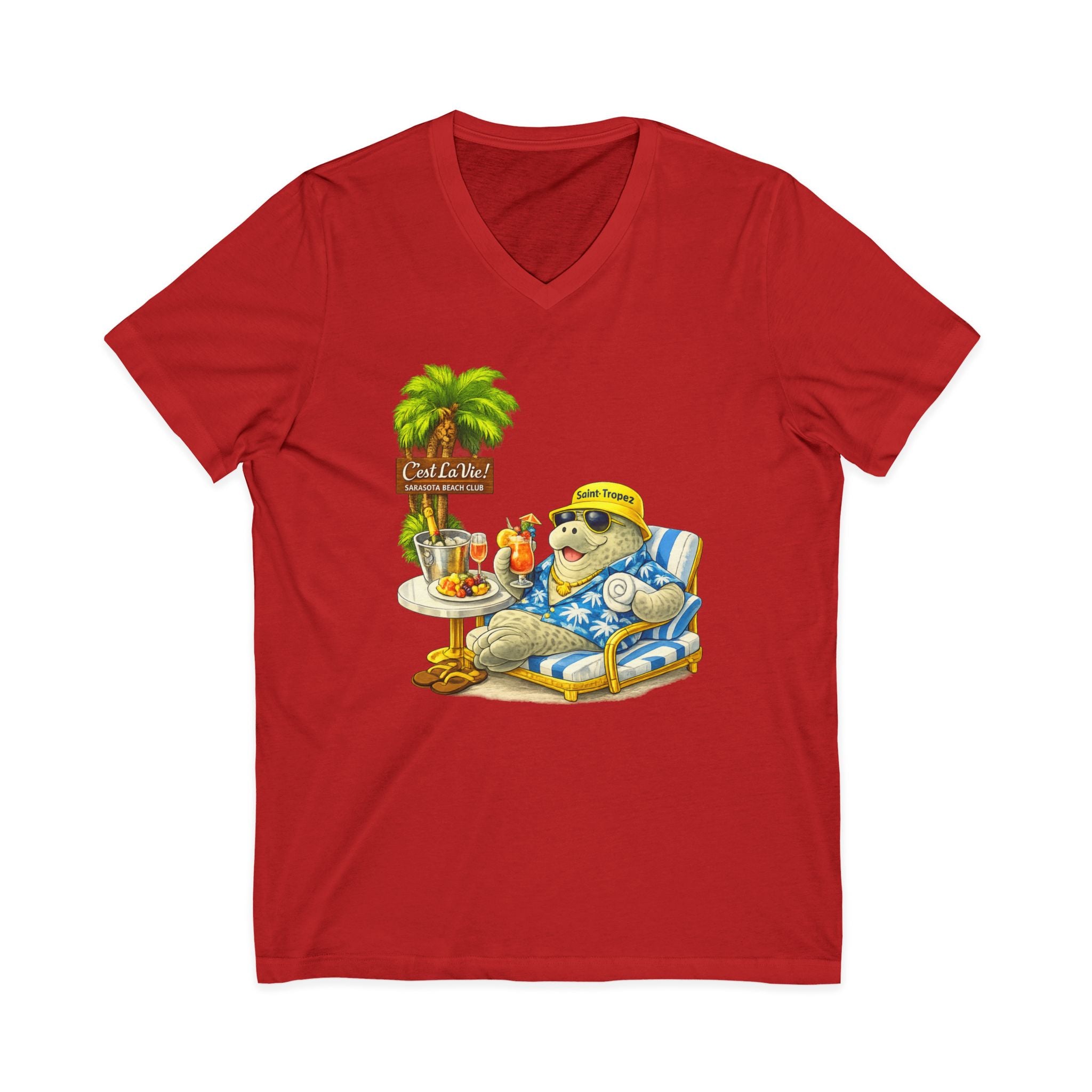 Unisex V-Neck T-Shirt C'est La Vie — Manatee Saint-Tropez