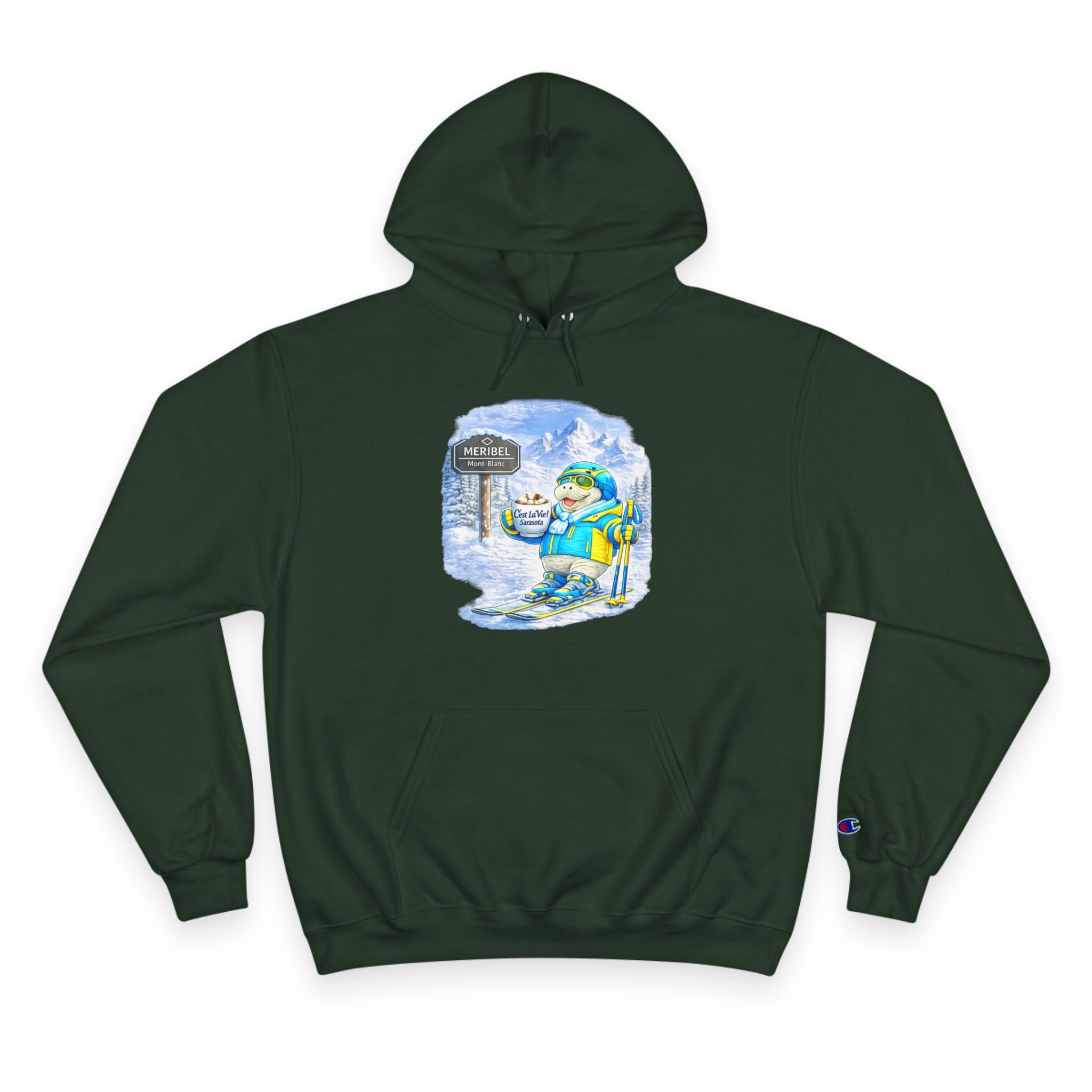 Champion Unisex Hoodie –  Manatee Ski Meribel "C'est La Vie" Back Print