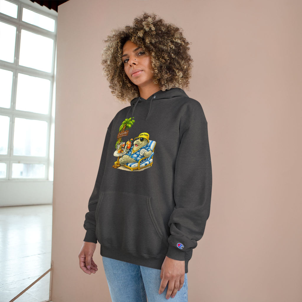 Champion Unisex Hoodie –  Manatee Saint-Tropez "C'est La Vie" Back Print