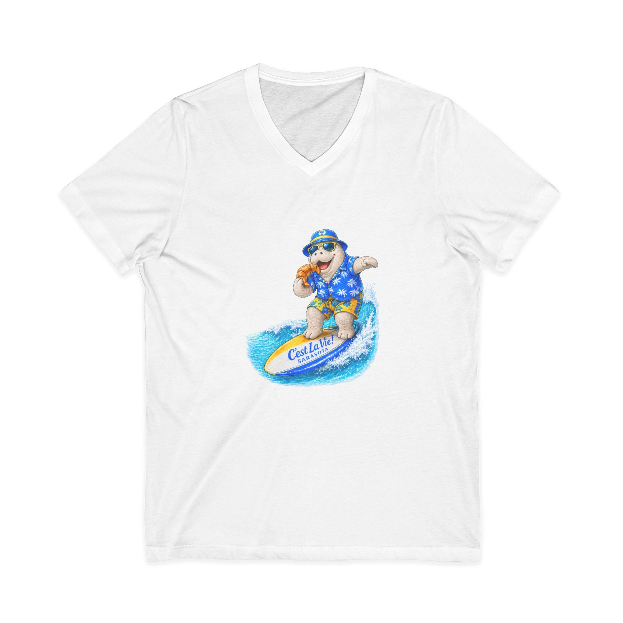 Unisex V-Neck T-Shirt C'est La Vie — Manatee Surf